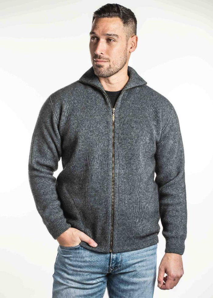 Possum and Merino  KO231 Zip Through Jacket - Our best selling jacket style.  This garment features pockets and a double layer knit structure for extra warmth.   Made proudly in New Zealand from a premium blend of 40% possum fur, 50% merino lambswool & 10% mulberry silk.