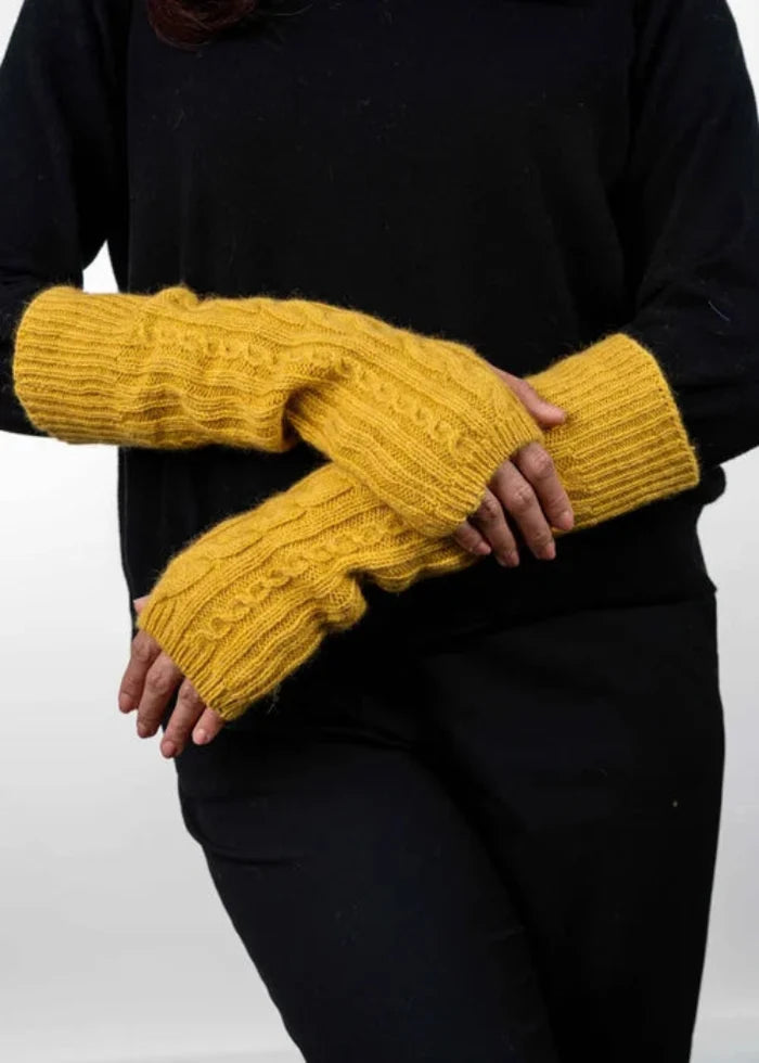 Possum and Merino  KO62 Cable Glovelets - Glovelets in a classic cable pattern.  Make a set with KO132 Cable Scarf and KO94 Cable Headband.  One Size.  Made proudly in New Zealand from a premium blend of 40% possum fur, 50% merino lambswool & 10% mulberry silk.