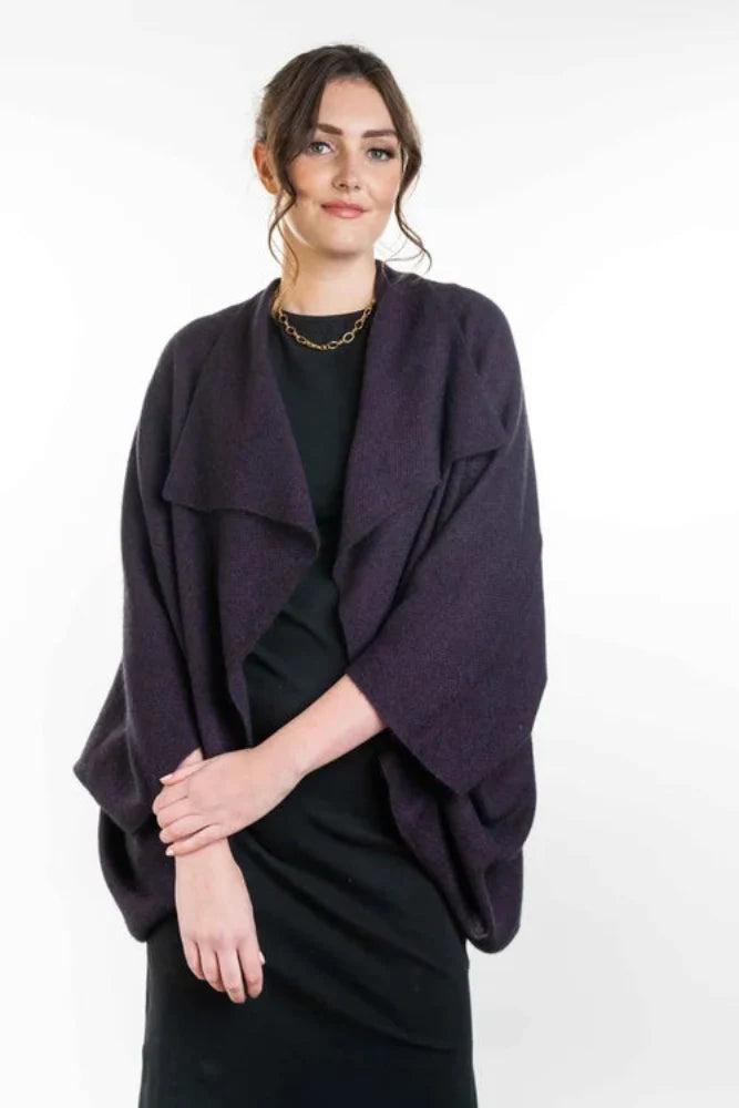 Possum and Merino  KO756 Moss Stitch Shrug - This lightweight yet warm shrug can be worn two different ways - simply turn the garment upside down to create a different style.  A very versatile piece and great for layering.  One Size.   Made proudly in New Zealand from a premium blend of 40% possum fur, 50% merino lambswool & 10% mulberry silk.