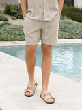 Leon Relaxed Stripe Shorts - Tan