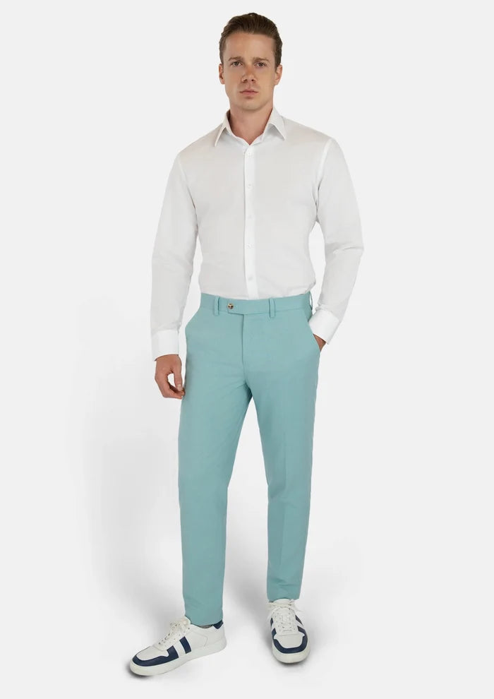 Light Teal Linen Blend Pants - SARTORO