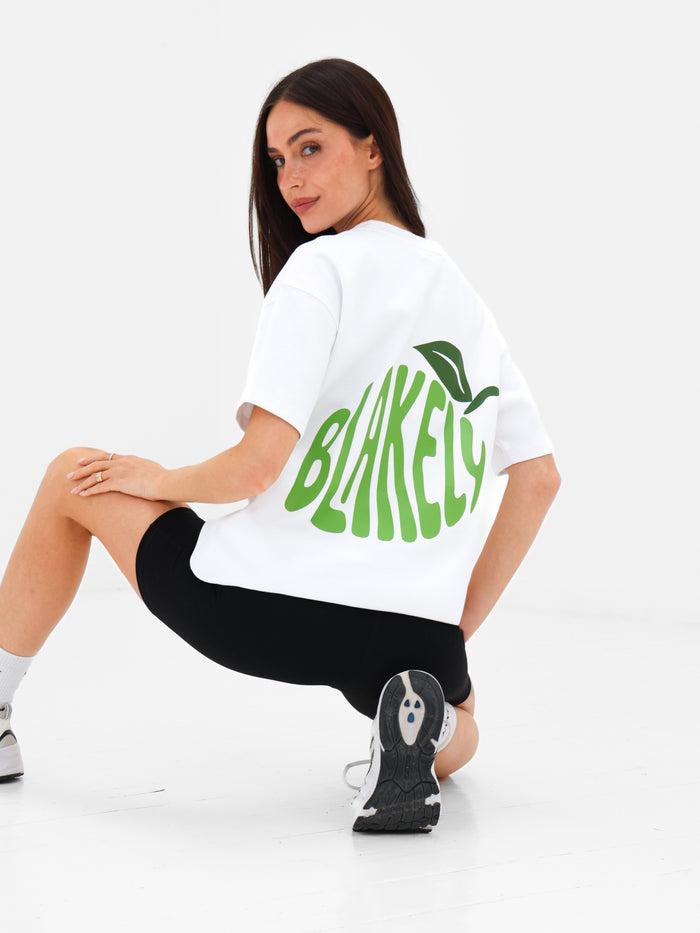 Lime Bubble Print Oversized T-Shirt - White