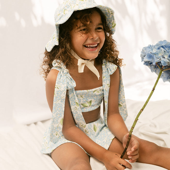 Petit Playa Lola Bikini Top in Hydrangea print, sun-safe UPF50+ swimwear for babies and girls — image 3