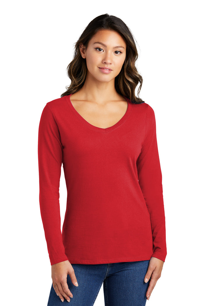 LPC450VLS  Port & Company® Women's Long Sleeve Fan Favorite™ V-Neck Tee - The Lemon Print & Design Studio