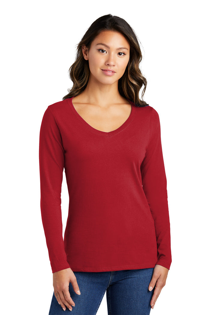 LPC450VLS  Port & Company® Women's Long Sleeve Fan Favorite™ V-Neck Tee - The Lemon Print & Design Studio
