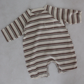 LS Striped Waffle Romper Mocha