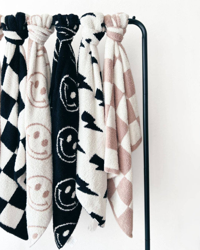 Lucky Panda Kids Baby Blanket - Smiley Plush Latte