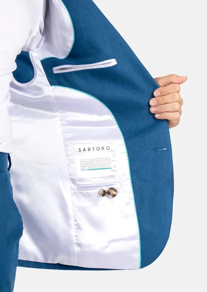 Hudson Marine Blue Linen Jacket - SARTORO
