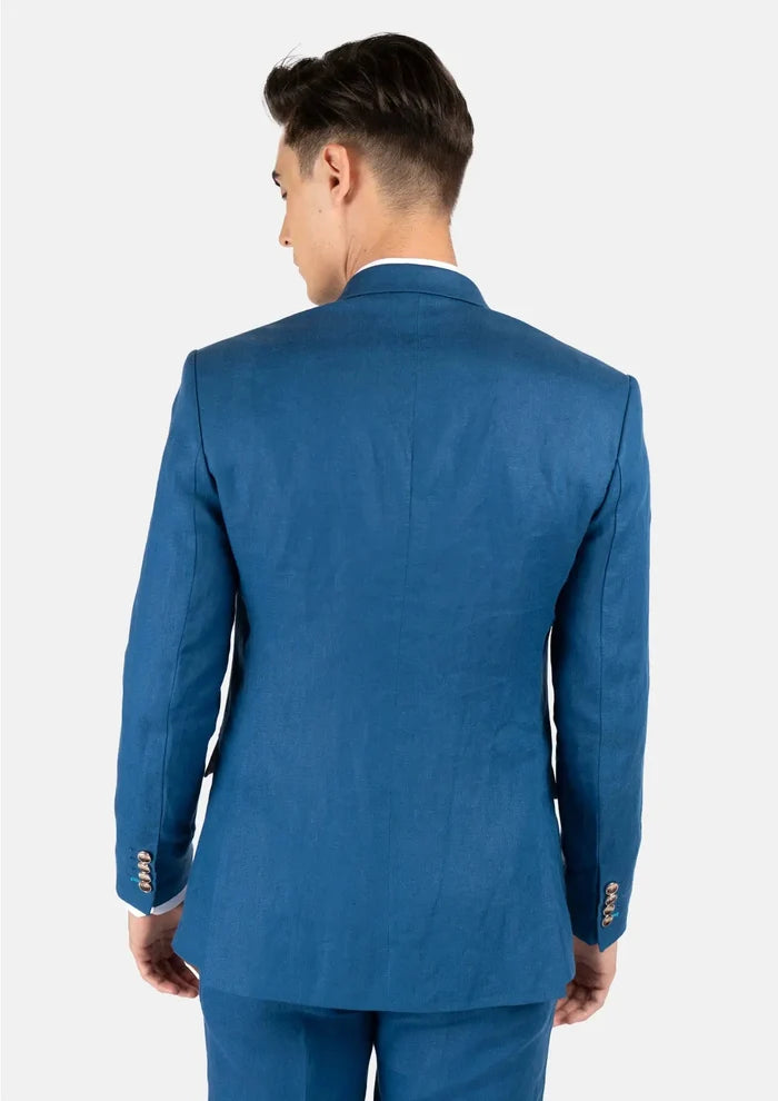 Hudson Marine Blue Linen Jacket - SARTORO