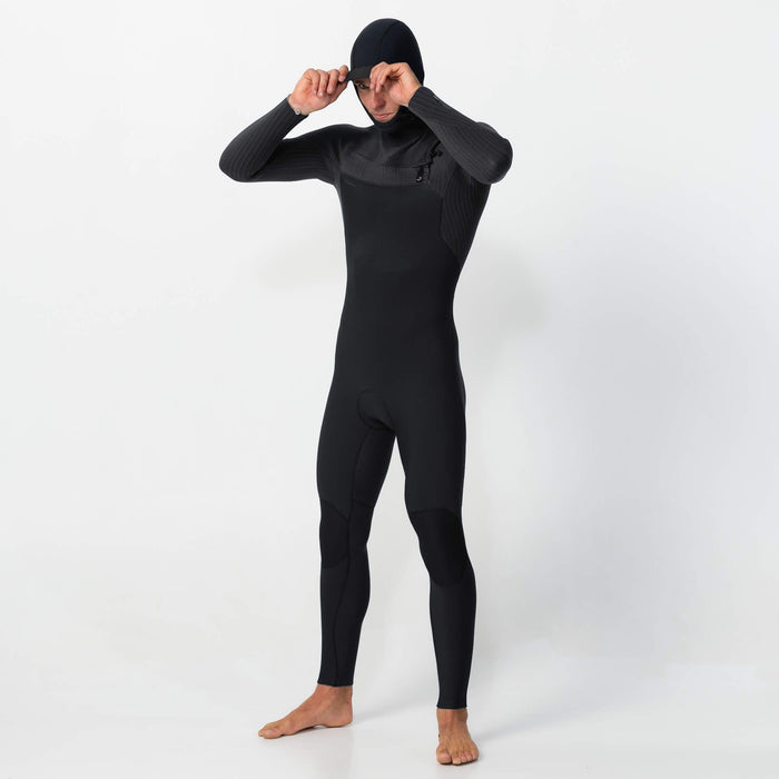 Men's HyperFreak Hooded 5/4+mm Steamer Chest Zip - Black