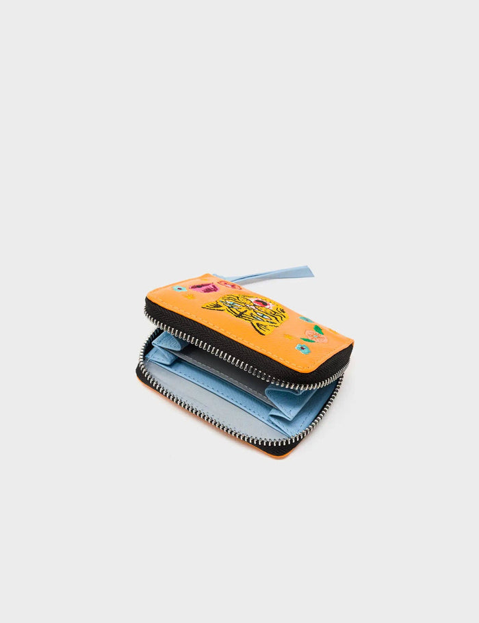 Min & Mon - Frodo Flamingo Orange Leather Zip Around Wallet - Happy Tiger