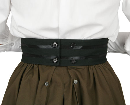 Narrow Cotton Ribbon Belt - Black