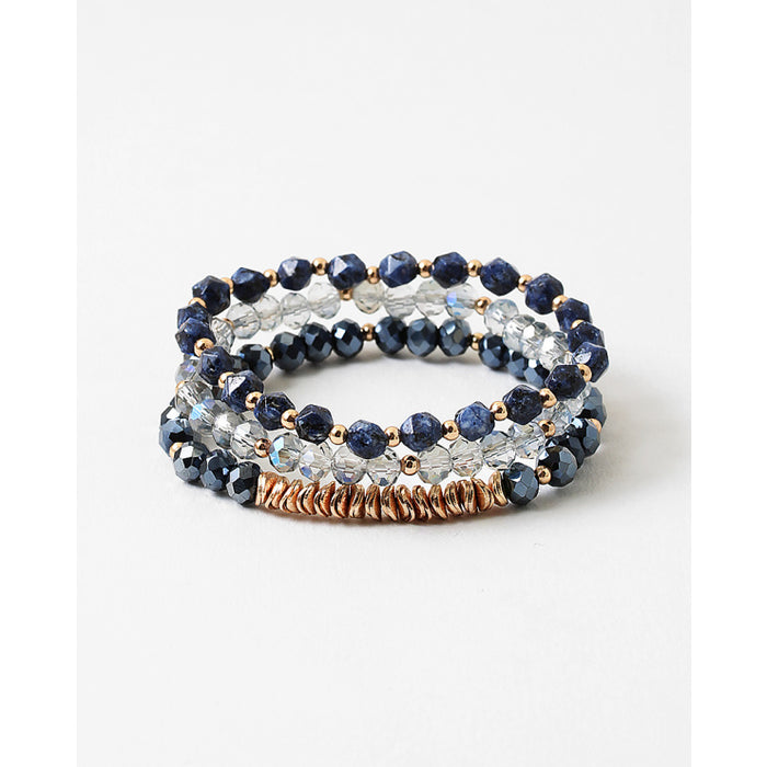 navy bead stack bracelet