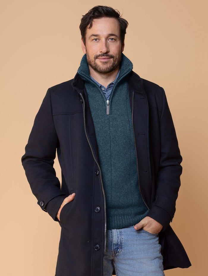 Possum and Merino  NW1003 Javelin Zip Neck - The ultimate in comfort, this style of half-zip sweater with turndown rib collar that can be zipped right up. Single jersey knit, Whole Garment seamless construction.  40% Possum Fur, 53% Merino, 7% Silk