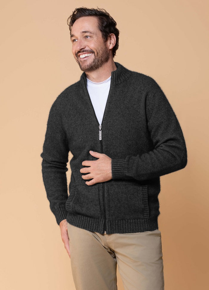Possum and Merino  NW1071 Bristol Jacket - Ultimate in comfort full zip style, integrated pockets, high rib collar Single jersey knit. WholeGarment seamless construction.  Composition - 40% Possum Fur, 53% Merino, 7% Silk