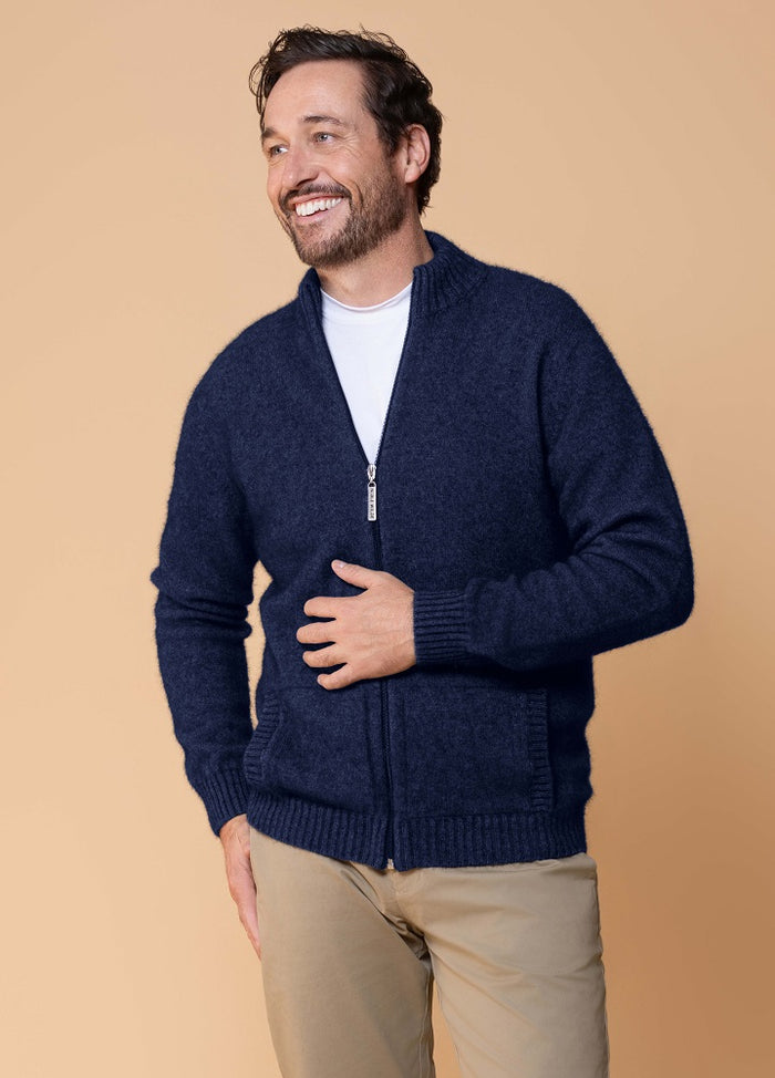 Possum and Merino  NW1071 Bristol Jacket - Ultimate in comfort full zip style, integrated pockets, high rib collar Single jersey knit. WholeGarment seamless construction.  Composition - 40% Possum Fur, 53% Merino, 7% Silk