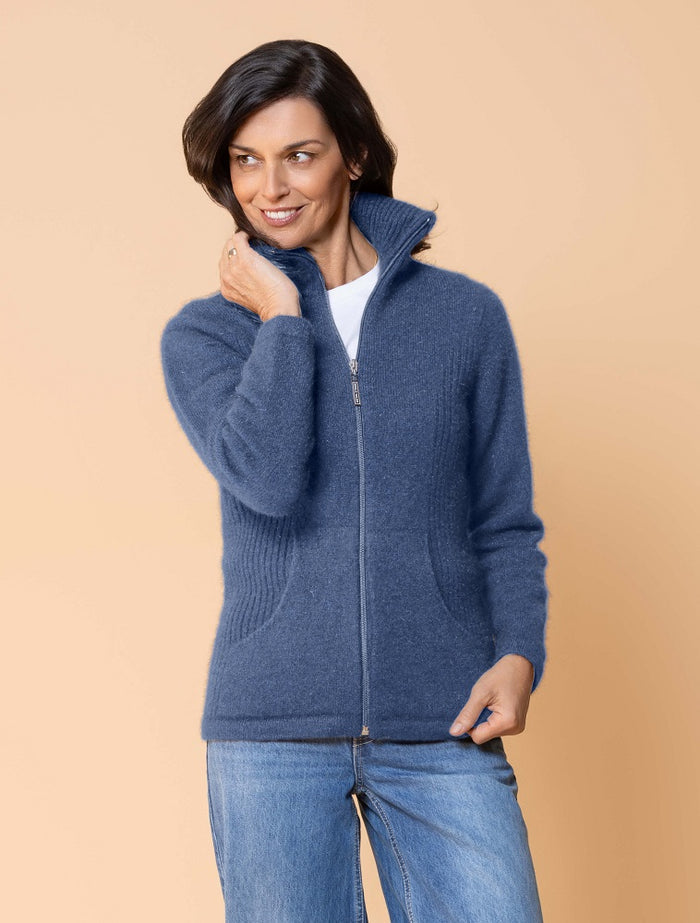 Possum and Merino  NW3005 Market Day Jacket - The ultimate in comfort, this style offers full zip, integrated pockets, turndown rib collar that can be zipped right up, ribbed side panels. WholeGarment seamless construction.