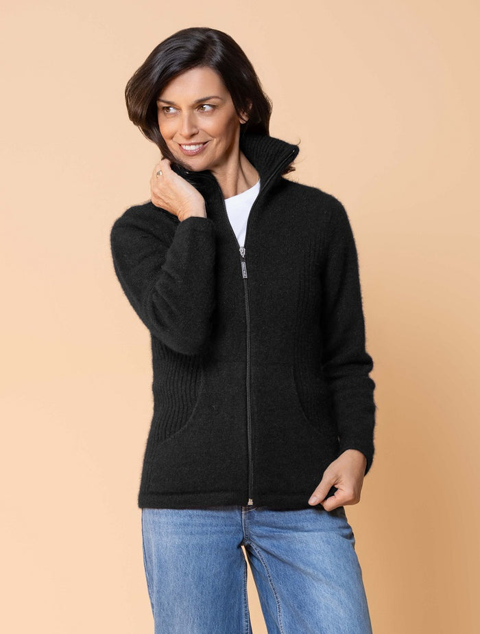 Possum and Merino  NW3005 Market Day Jacket - The ultimate in comfort, this style offers full zip, integrated pockets, turndown rib collar that can be zipped right up, ribbed side panels. WholeGarment seamless construction.