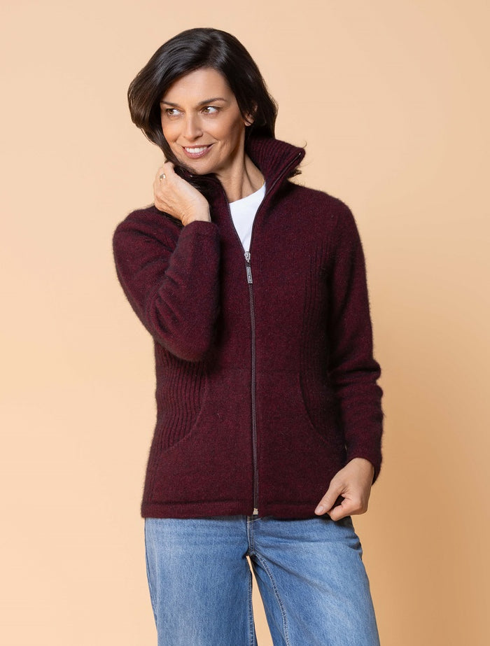 Possum and Merino  NW3005 Market Day Jacket - The ultimate in comfort, this style offers full zip, integrated pockets, turndown rib collar that can be zipped right up, ribbed side panels. WholeGarment seamless construction.