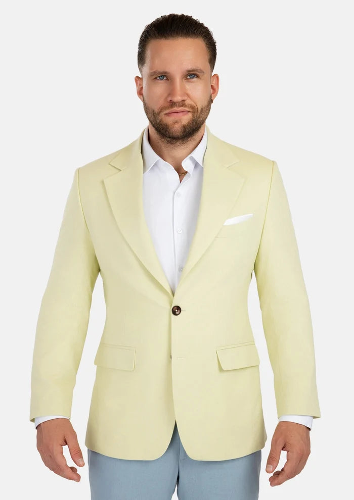 Ellis Olive Cream Linen Blend Jacket - SARTORO