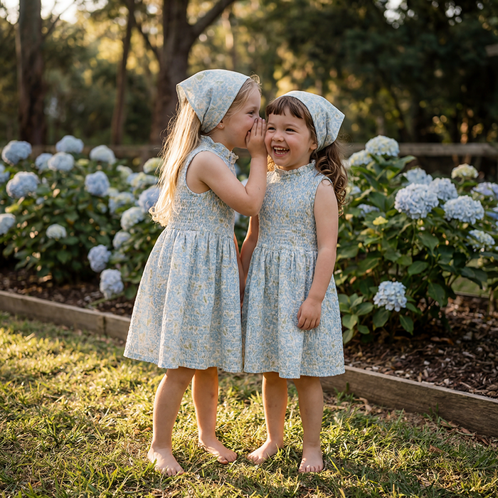Petit Playa Organic Cotton Adaline Dress in Hydrangea print, breathable organic cotton clothing for babies and girls — image 4
