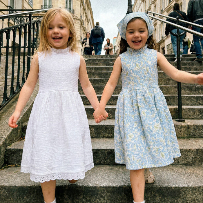 Petit Playa Organic Cotton Adaline Dress in Gardenia print, breathable organic cotton clothing for babies and girls — image 10