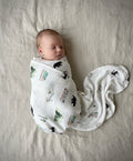 Organic cotton muslin swaddle wrap Alaska print