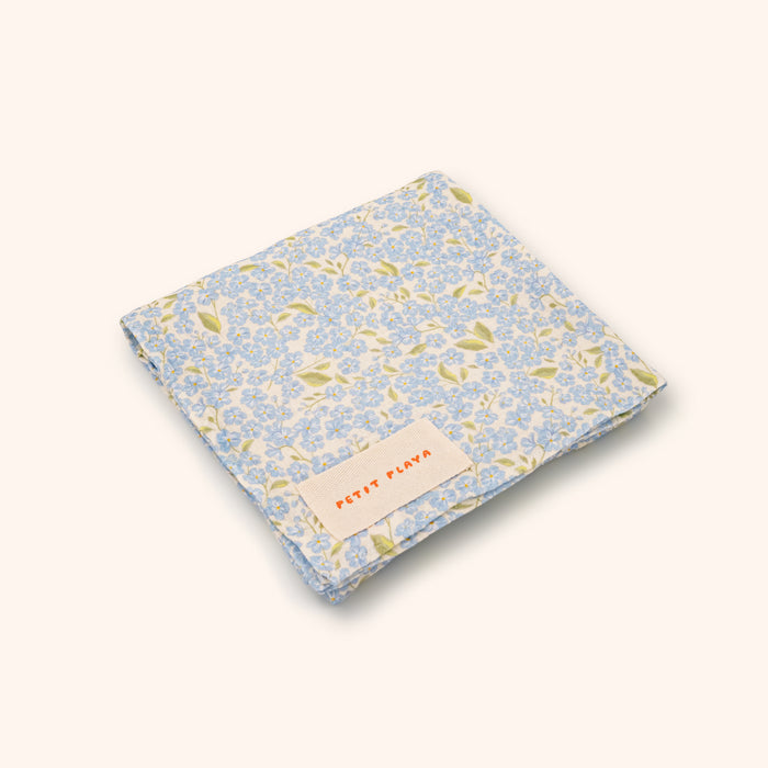 Petit Playa Organic Cotton Fleur Swaddle in Hydrangea print, breathable organic cotton swaddle for babies and girls