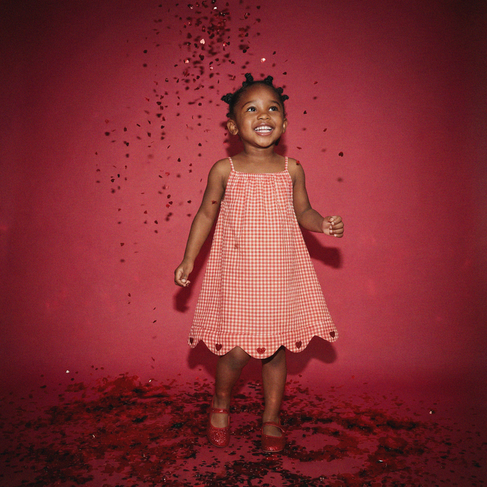 Petit Playa Organic Cotton Petal Dress in Lover print, breathable organic cotton clothing for babies and girls — image 5