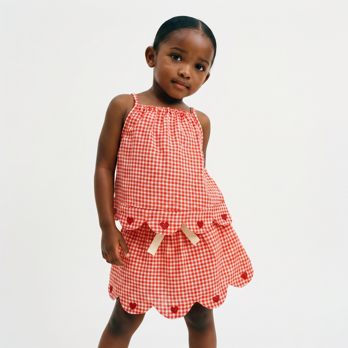 Petit Playa Organic Cotton Petal Skort in Lover print, breathable organic cotton clothing for babies and girls — image 7