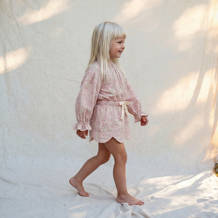Petit Playa Organic Cotton Petal Skort in Peony print, breathable organic cotton clothing for babies and girls — image 5