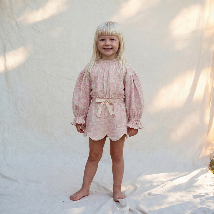 Petit Playa Organic Cotton Petal Skort in Peony print, breathable organic cotton clothing for babies and girls — image 6