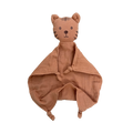 Organic muslin tiger baby comforter in caramel made from soft organic cotton
