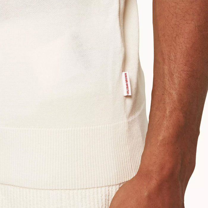Orlebar Brown - Horton OB Stripe Polo Shirt in White Sand - Nigel Clare