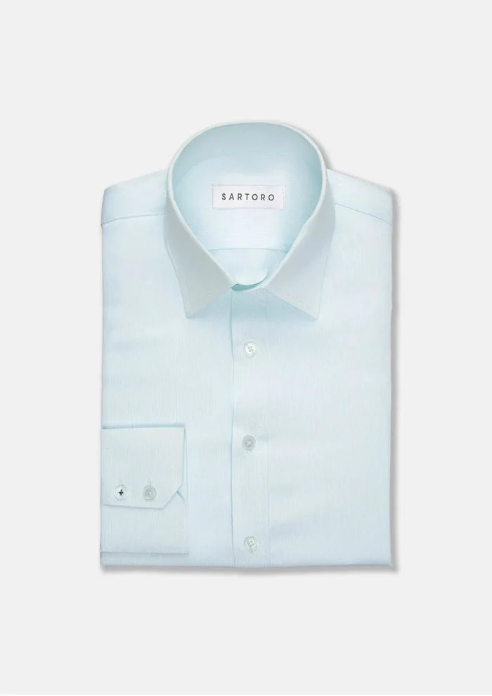 Pale Aqua End On End Shirt - SARTORO