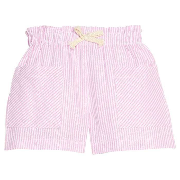 Patch Pocket Shorts-Pink Sparkle Seersucker