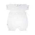 Paty Swiss Floral Short Sleeve Bubble-White/Pink Trim