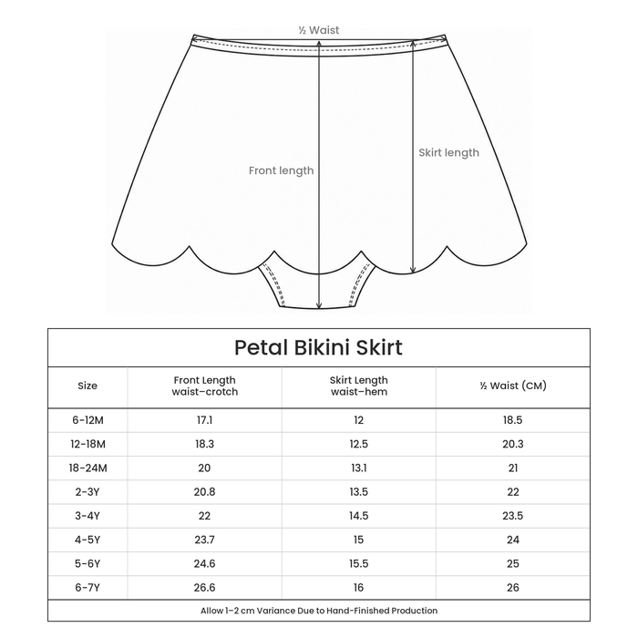 Petal Bikini Skirt size guide