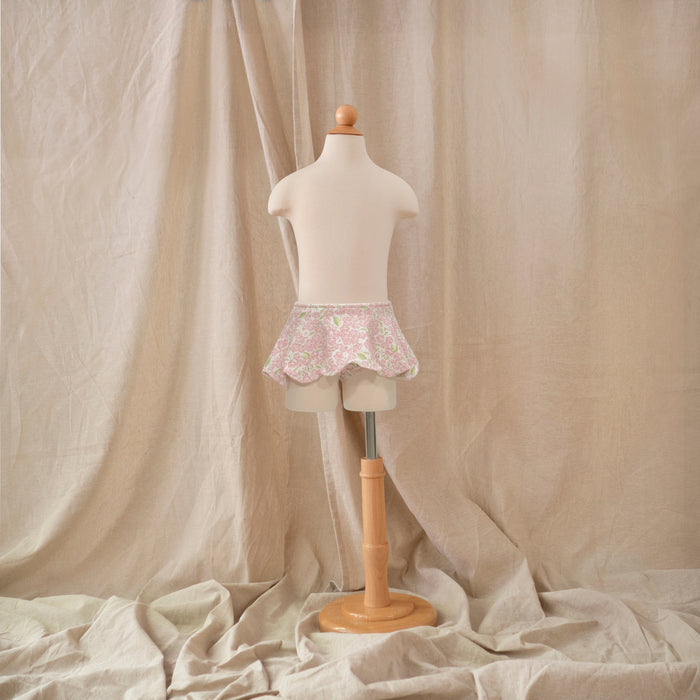 Petit Playa Petal Bikini Skirt in Peony print, sun-safe UPF50+ swimwear for babies and girls