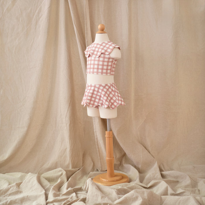 Petit Playa Petal Bikini Top in Gingham print, sun-safe UPF50+ swimwear for babies and girls — image 4