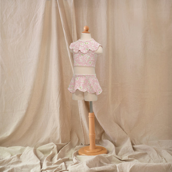 Petit Playa Petal Bikini Top in Peony print, sun-safe UPF50+ swimwear for babies and girls — image 3
