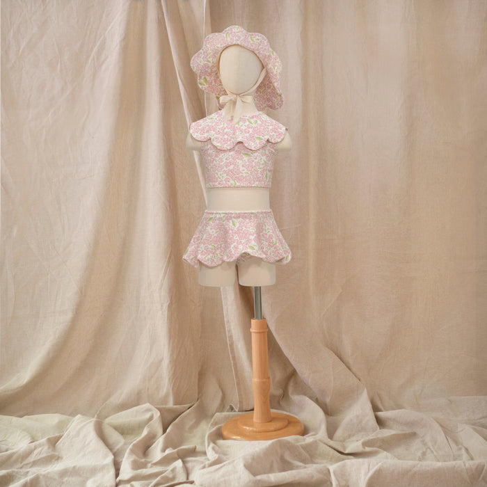 Petit Playa Petal Bikini Top in Peony print, sun-safe UPF50+ swimwear for babies and girls — image 5