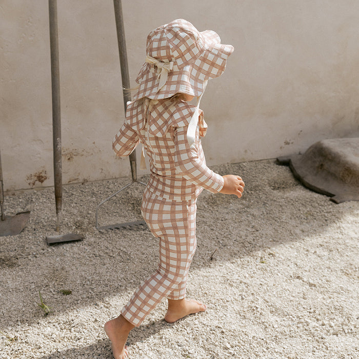 Petit Playa Petal Legging in Gingham print, sun-safe UPF50+ swimwear for babies and girls