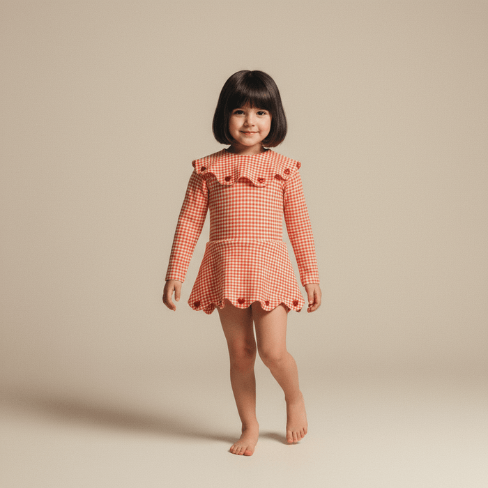 Petit Playa Petal Long Sleeve Swim Dress in Lover print, sun-safe UPF50+ swimwear for babies and girls — image 3
