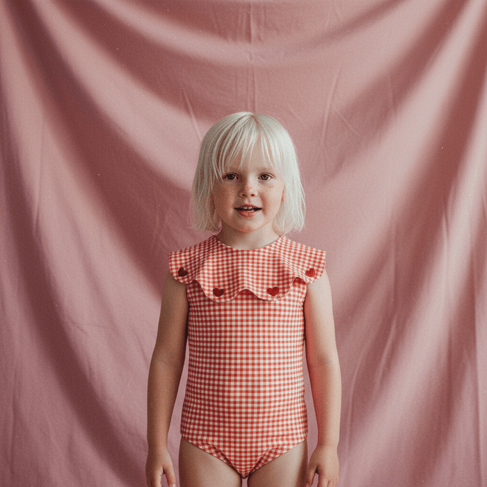 Petit Playa Petal Swimsuit in Lover print, sun-safe UPF50+ swimwear for babies and girls