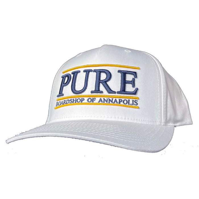 Pure Alumni Curved Bill Snapback Hat White Navy GOld USNA Pure Boardshop