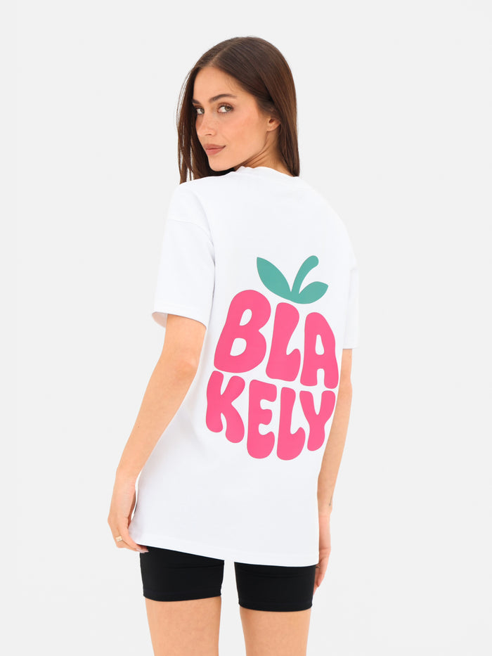 Raspberry Bubble Print Oversized T-Shirt - White