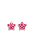 Roulette Star Stud Earrings - Rubies in 18k Rose Gold