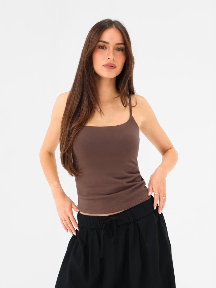 Solea Built-in-Bra Cami Top - Brown