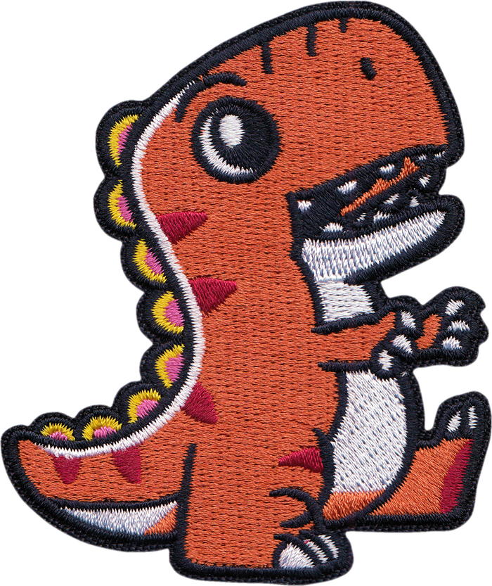 Square Deal Patch - Cute Orange T-Rex